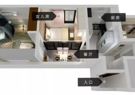 紫腾苑58平米2居室现代简约风格装修案例