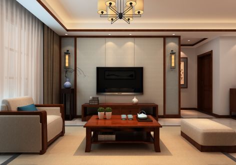 天府香城印象100平米三室户中式风格装修案例