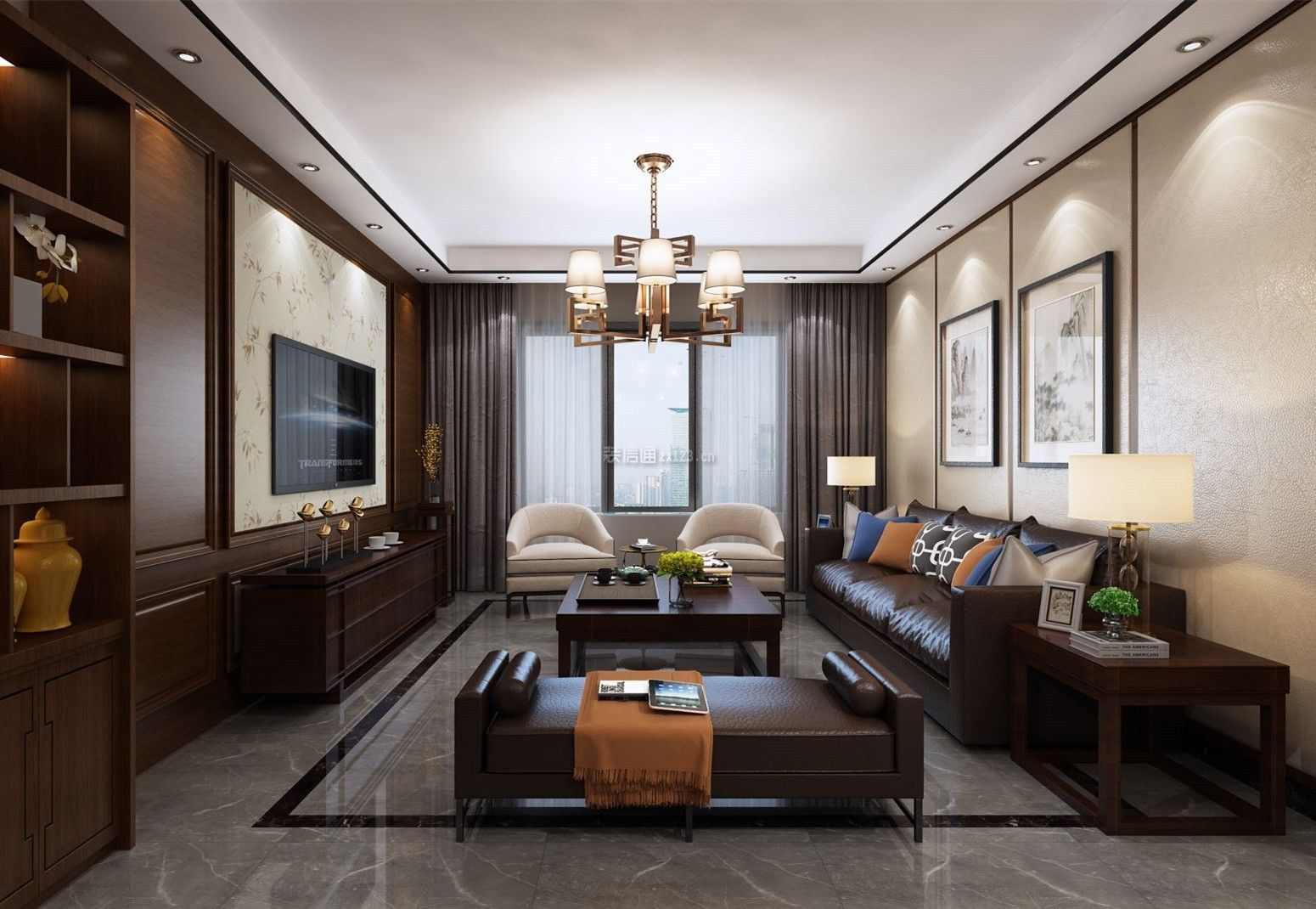 万科金域国际四室143平米新中式风格装修案例