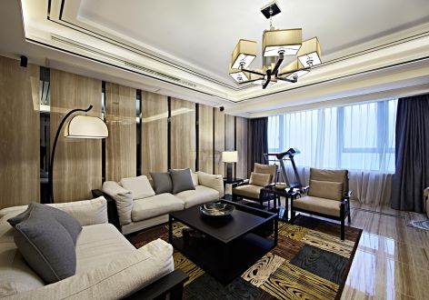 丽景长安新中式风格140平米四室两厅装修案例
