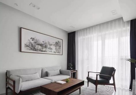 东御兰汀95平米中式现代三居室装修案例