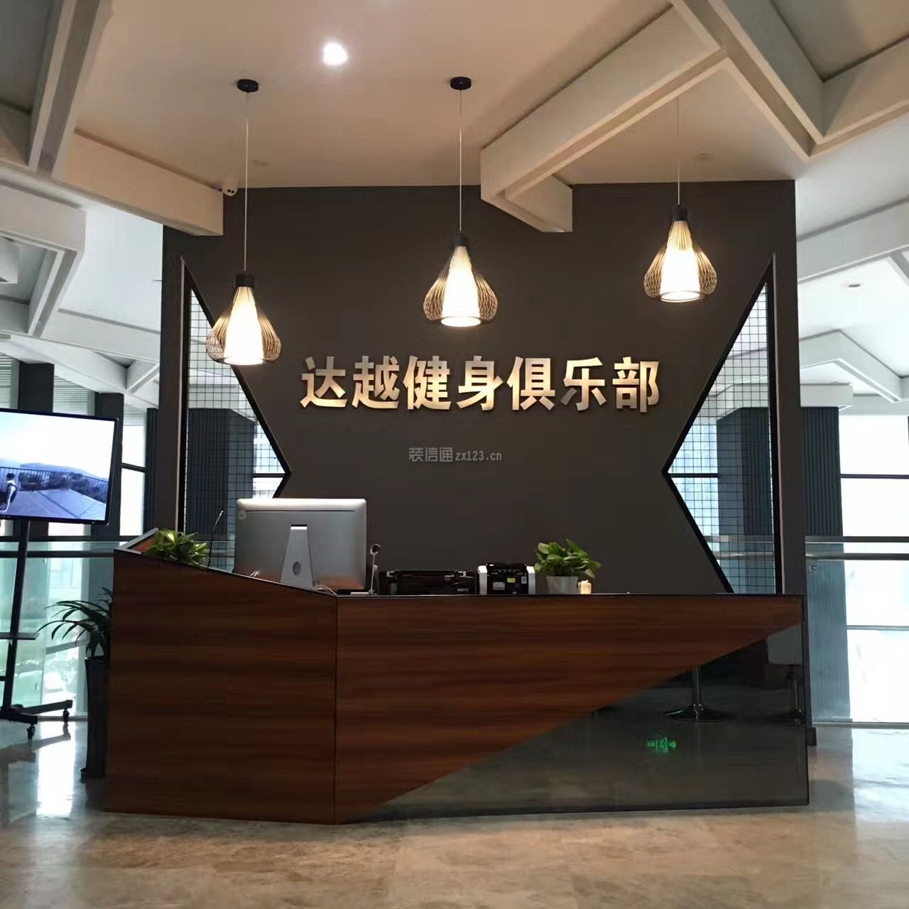 健身房前台装修效果图 前台背景墙设计图片
