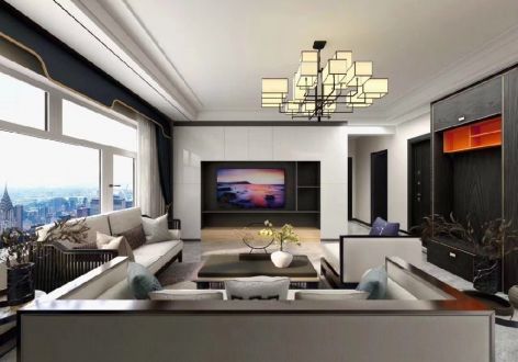 金辉城120平米新中式三居室装修案例