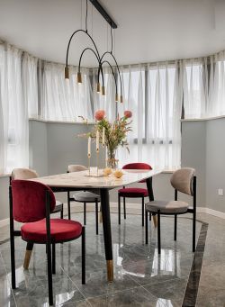 新中式餐厅地板砖装修效果图