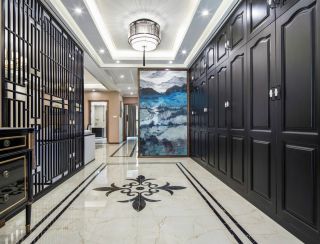 新中式风格跃层玄关柜装修设计图