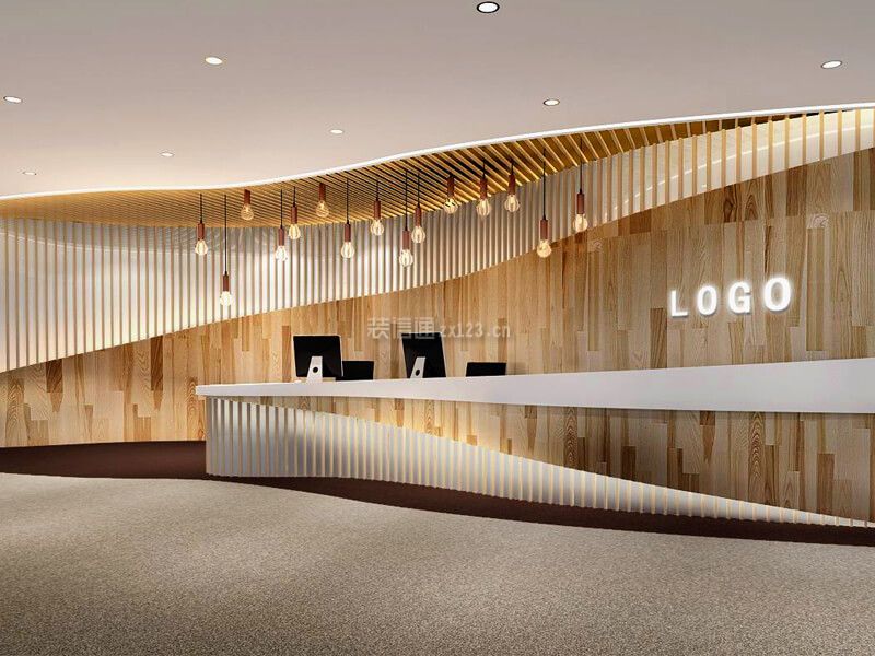 办公室前台背景墙设计效果图片 办公室前台设计图