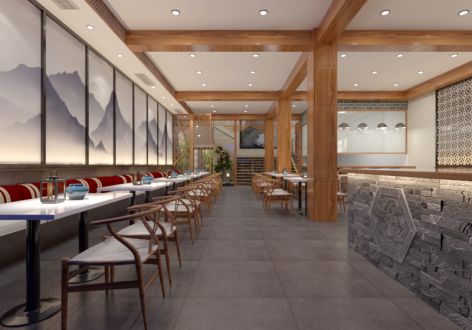 370平米新中式风格餐饮店装修案例