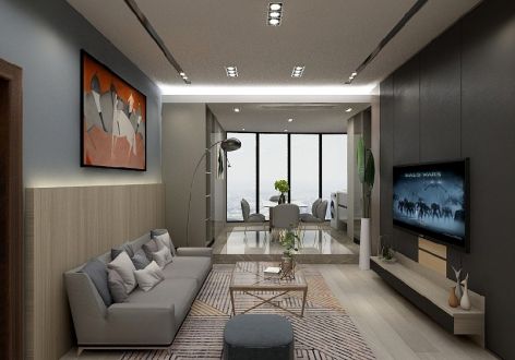 滨江小区现代风格85平米二居室装修案例