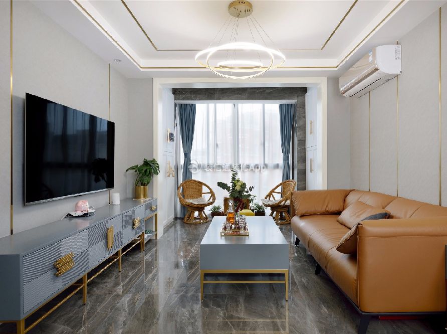 现代风格两室客厅整体装修效果图片: