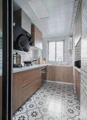 厨房地面瓷砖图片 厨房地面瓷砖 家庭厨房装潢效果图