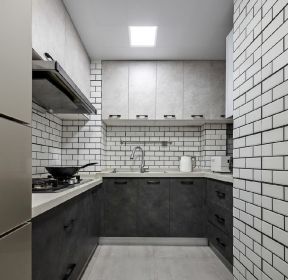 现代风格两室厨房墙面瓷砖装修效果图片-每日推荐
