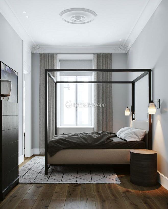 2023现代风格主卧室四柱床装修效果图片