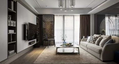富力东山新天地130平米三居室现代中式风格装修案例