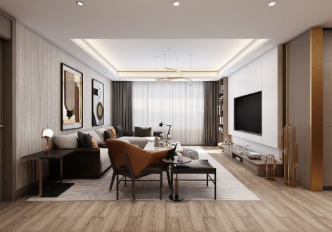 深国际万科和雅轩现代风格110平米三居室装修设计案例
