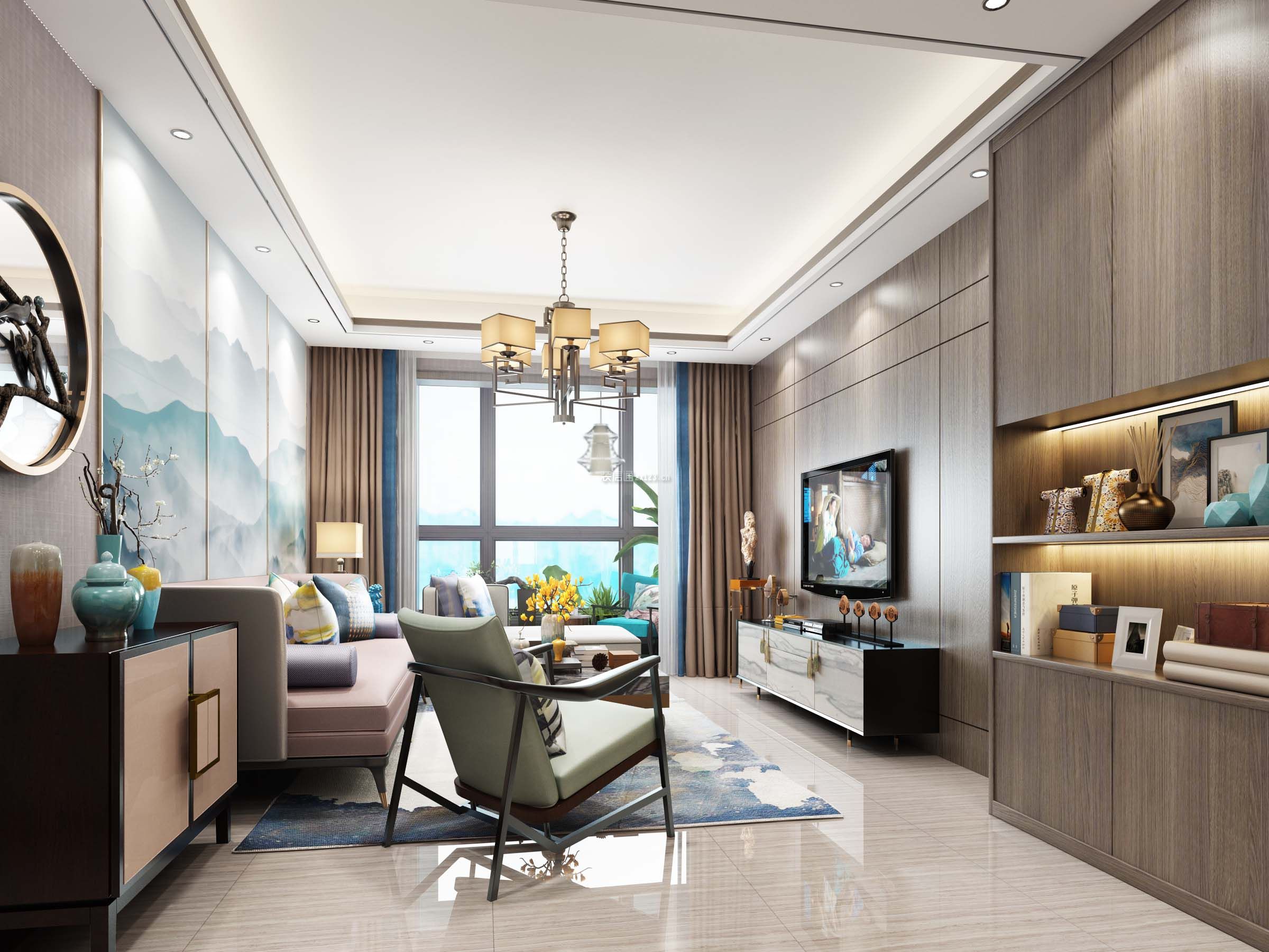 文鑫时代星空164平米新中式风格三居室装修案例