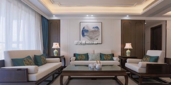 锦洲花园新中式风格130平米三居室装修案例