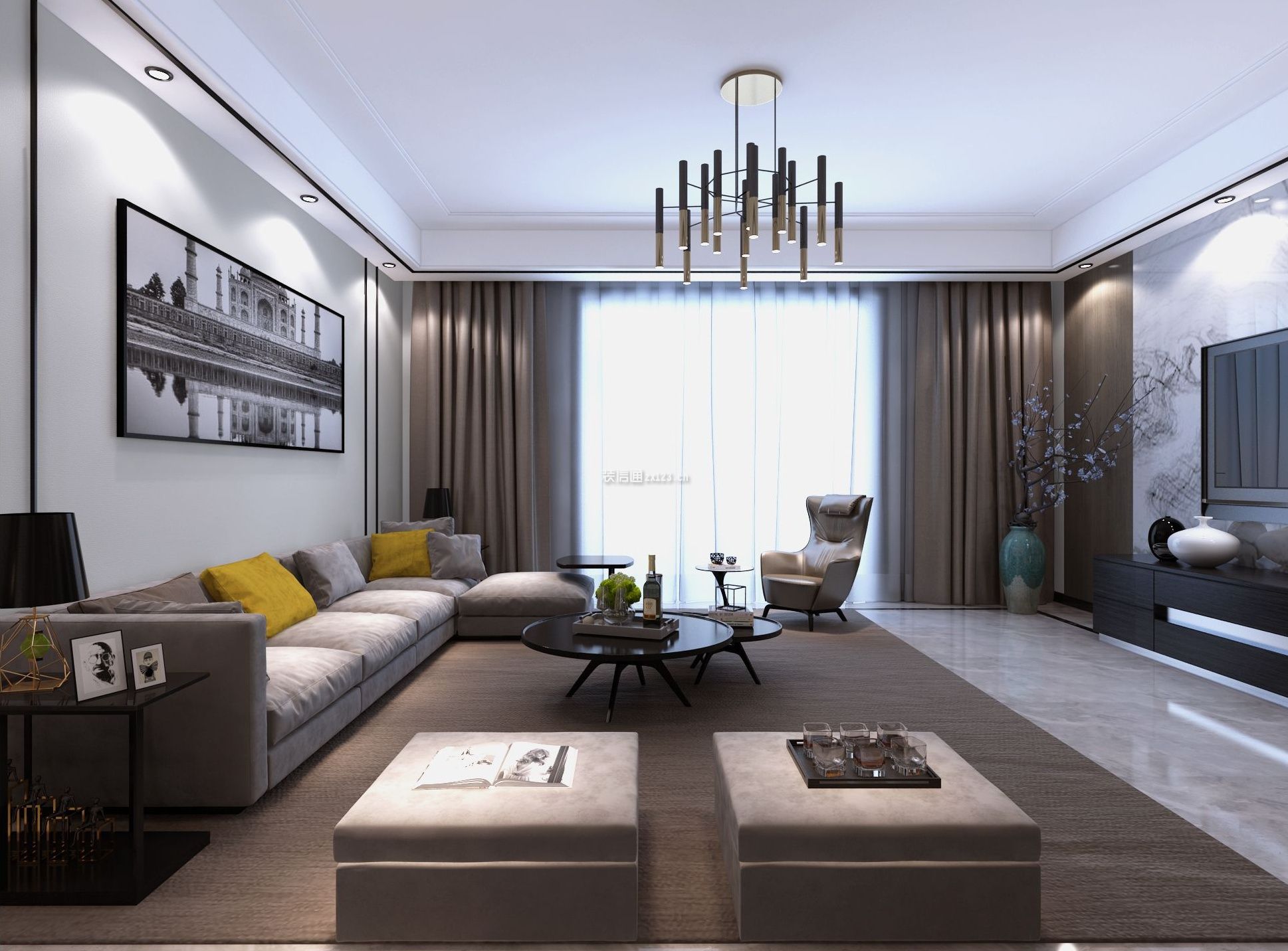 银河国际居住区三期简约风格150平米三室两厅装修案例