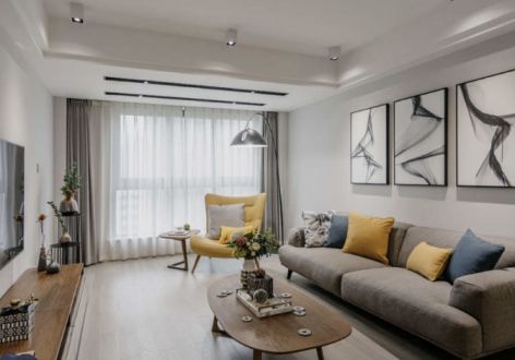 岷江国际新城130平三居室北欧极简风格装修案例