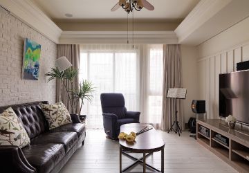 富力湾美式风格98平米二居室装修设计效果图案例