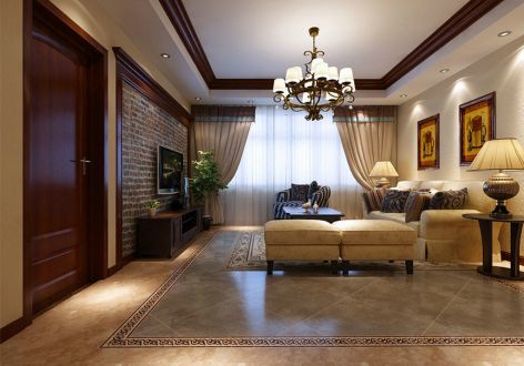 华海山屿海175平米美式风格三居室装修案例