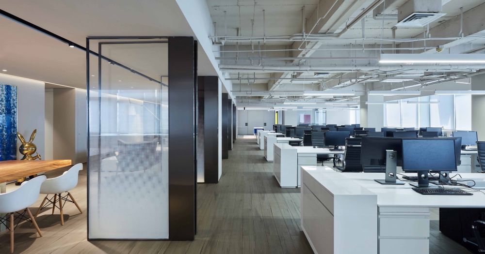 广州办公空间简约风格1058平米装修效果图案例