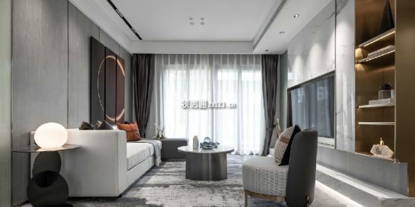 世嘉丽晶现代风格133平米三居室装修案例