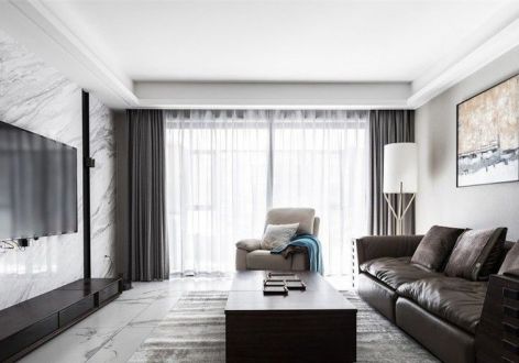 瀚林澜山现代风格157平米三居室装修效果图案例
