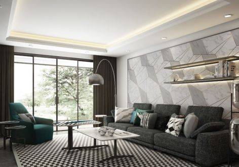 锦康富春御园现代风格89平米一居室装修设计案例