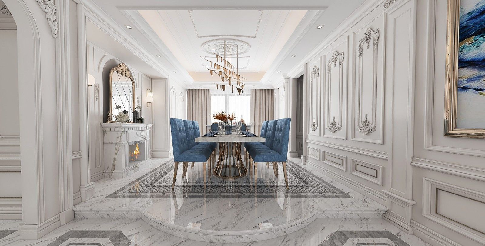 明发珍珠泉9号法式轻奢风320平米别墅装修案例