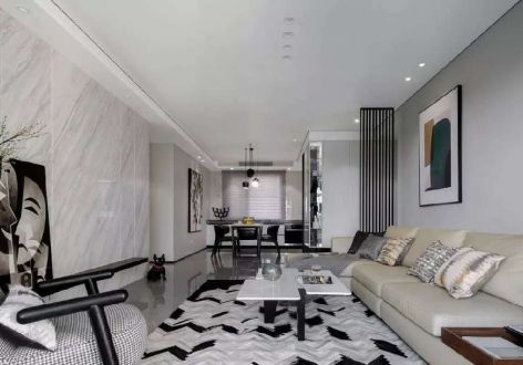 银色家园90平米简约风格二居室装修案例