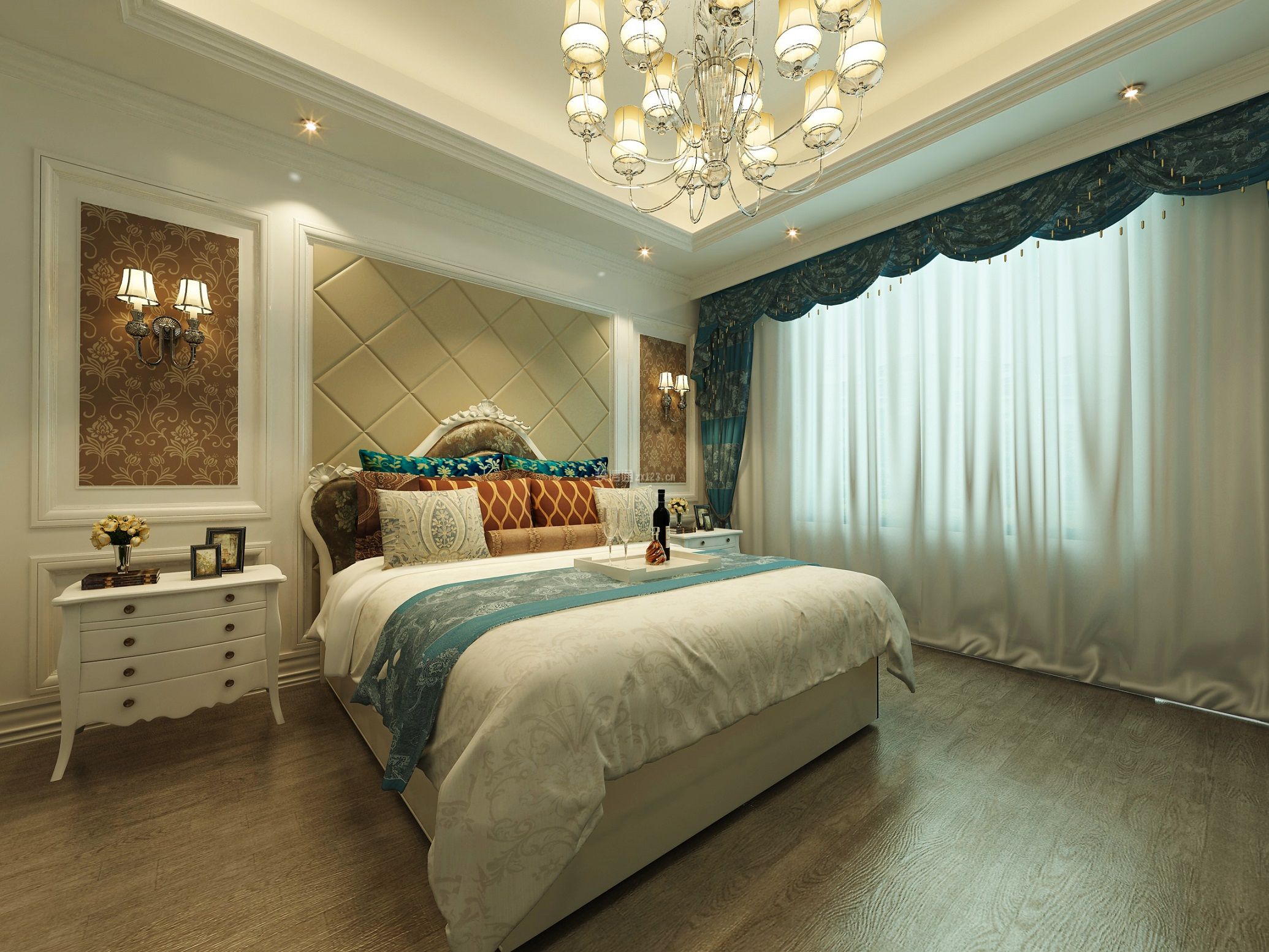 桥林雅苑欧式风格130平米三室两厅装修案例