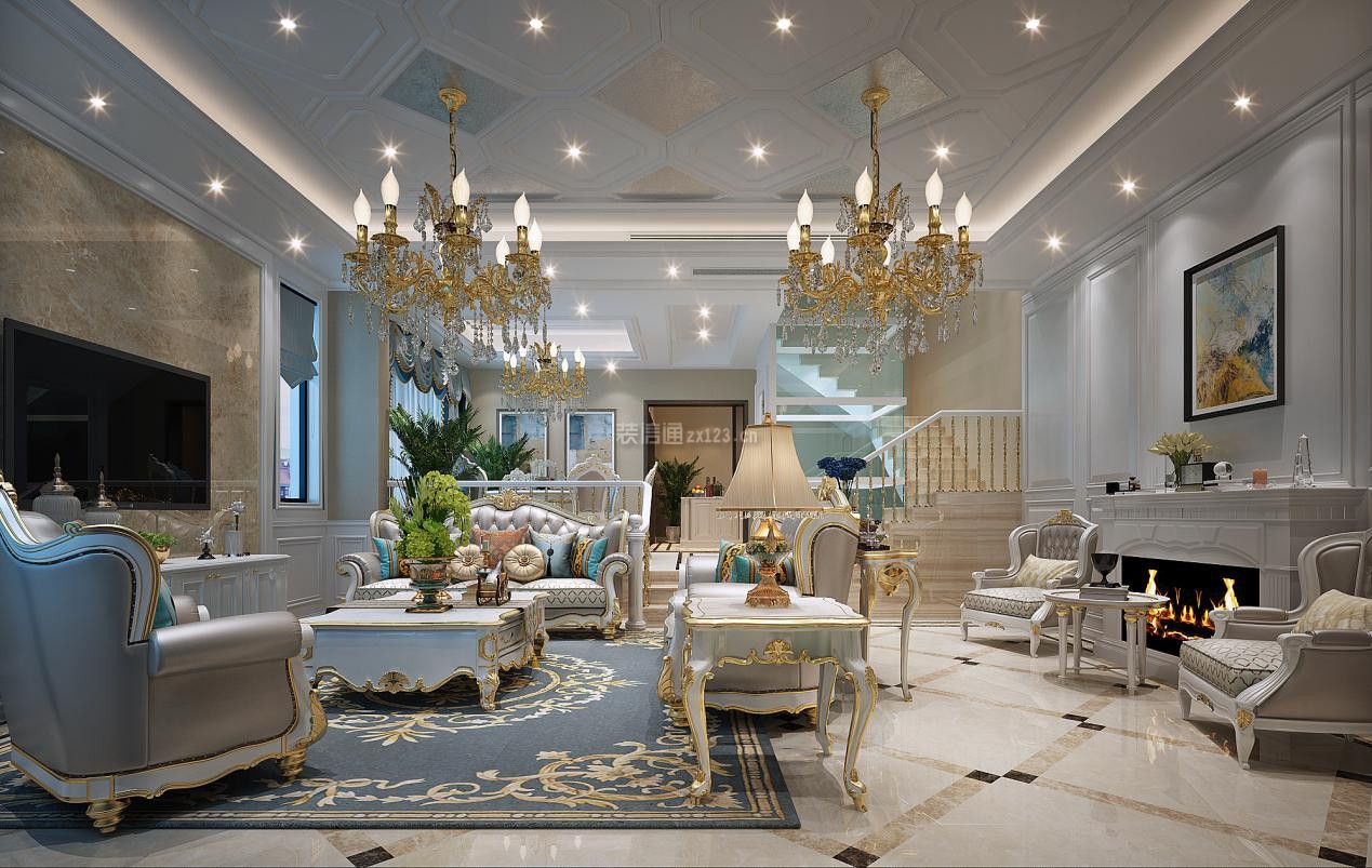 南京景枫你山欧式风格420平米装修效果图案例_南京申远空间设计装修