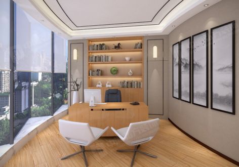 新中式办公室400平米装修案例