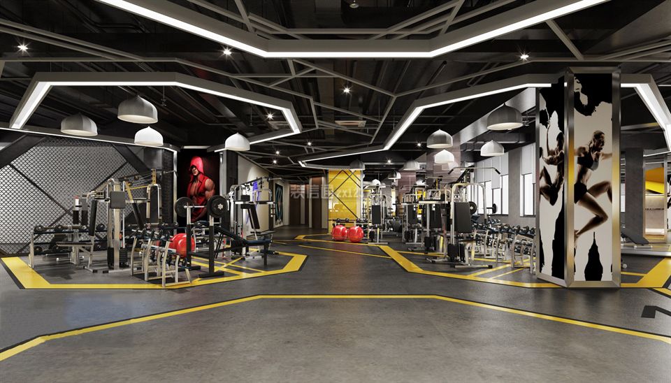 南京健身房工业风格1256平米装修案例