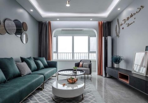 泰鸿听澜湾现代风格96平米三居室装修设计案例