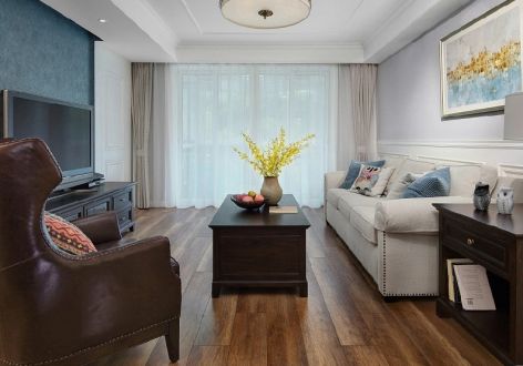 金泰中央金座美式风格128平米二居室装修效果图案例