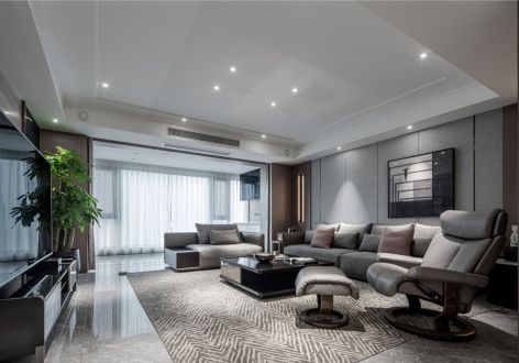 保利香颂124㎡三居室现代风格装修案例