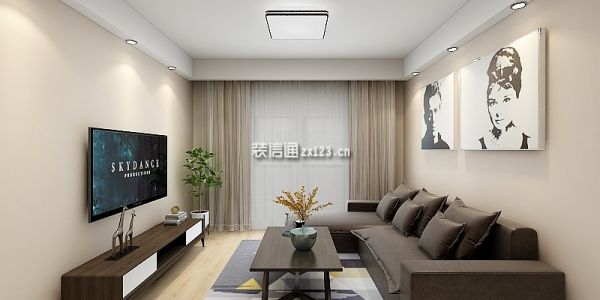 大华滨江天地现代风格82平米二居室装修案例