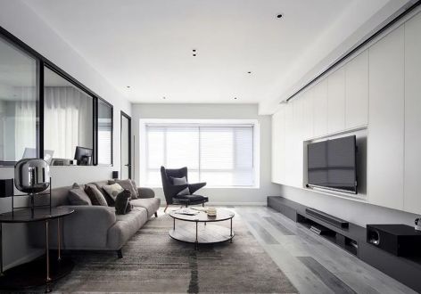 闵广·新天地极简风格126平米三居室设计效果图案例