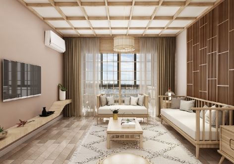 金纺小区106㎡三居室日式风格装修案例