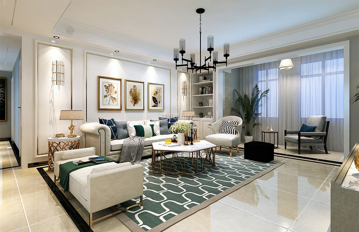 成都中加水岸美式风格151平米装修效果图案例