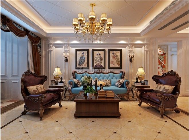 南宁智美家园欧式风格136平米装修效果图案例_百佳装饰装修设计案例