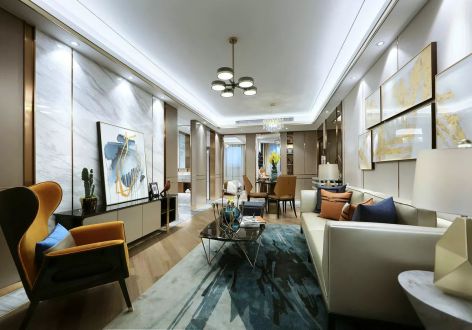 东山国际新城H区现代轻奢风117平米三室两厅装修案例