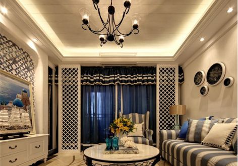 恒大美丽沙129平米三室两厅地中海风格装修案例
