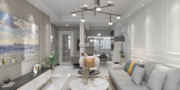 保利罗兰香谷110㎡现代轻奢风三居室装修案例