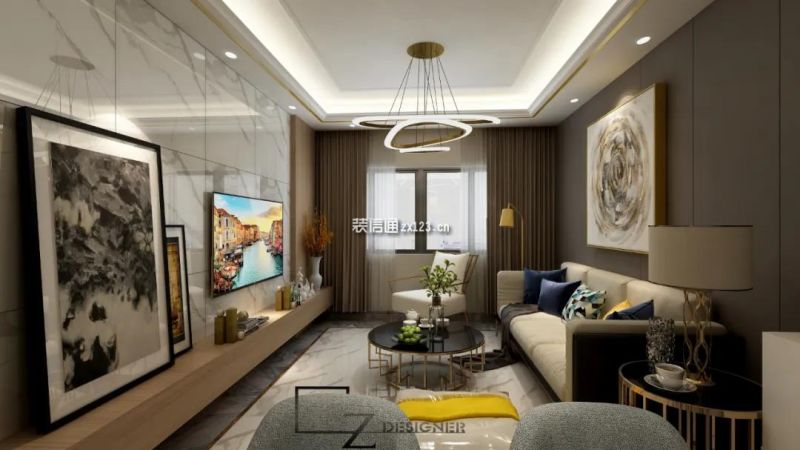 香吉公寓90平米现代轻奢风格装修案例