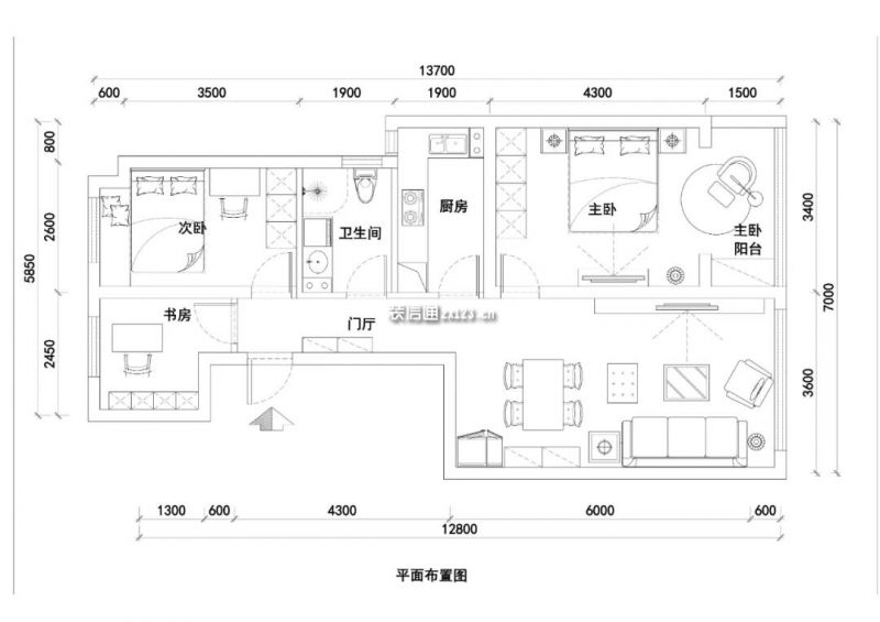 香吉公寓90平米现代轻奢风格装修案例