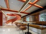 200平米现代水磨石橙红西餐厅装修案例