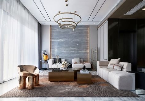 滨江天越中式风格168平米三居室设计效果图案例