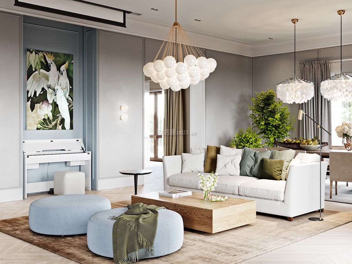 拉萨御品世家现代风格150平米设计方案 客厅软装设计效果图_装信通网